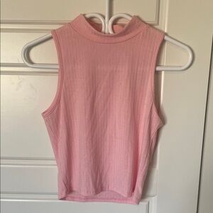 Caution To The Wind Pink Ribbed Tank Top